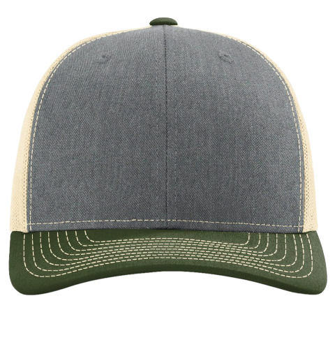 Richardson 112 Trucker Cap Heather Grey / Birch / Army Olive