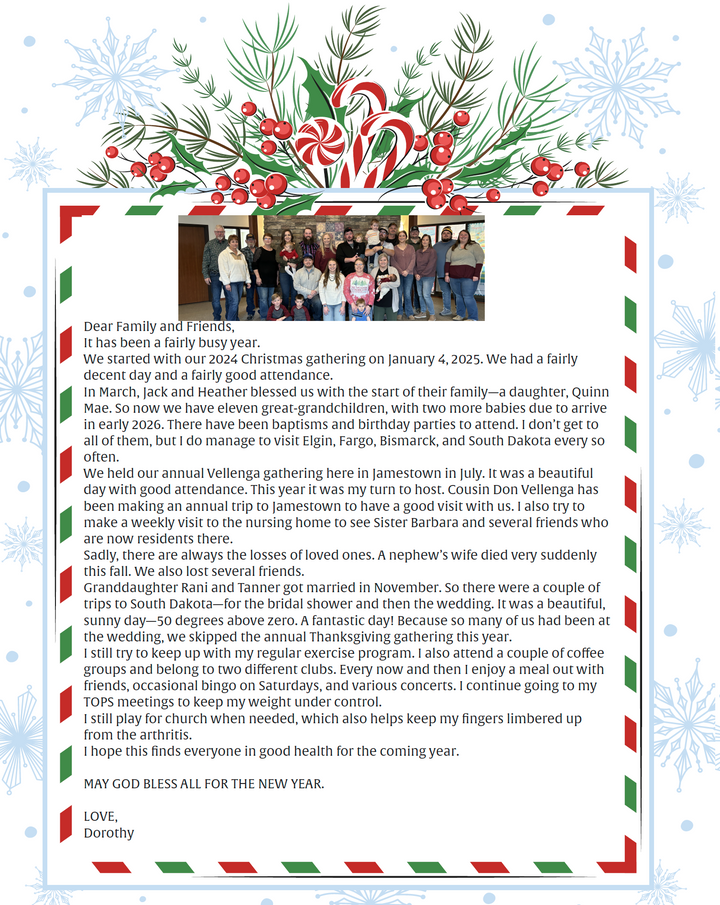 Dorothy Mack Chirstmas Letter 2026