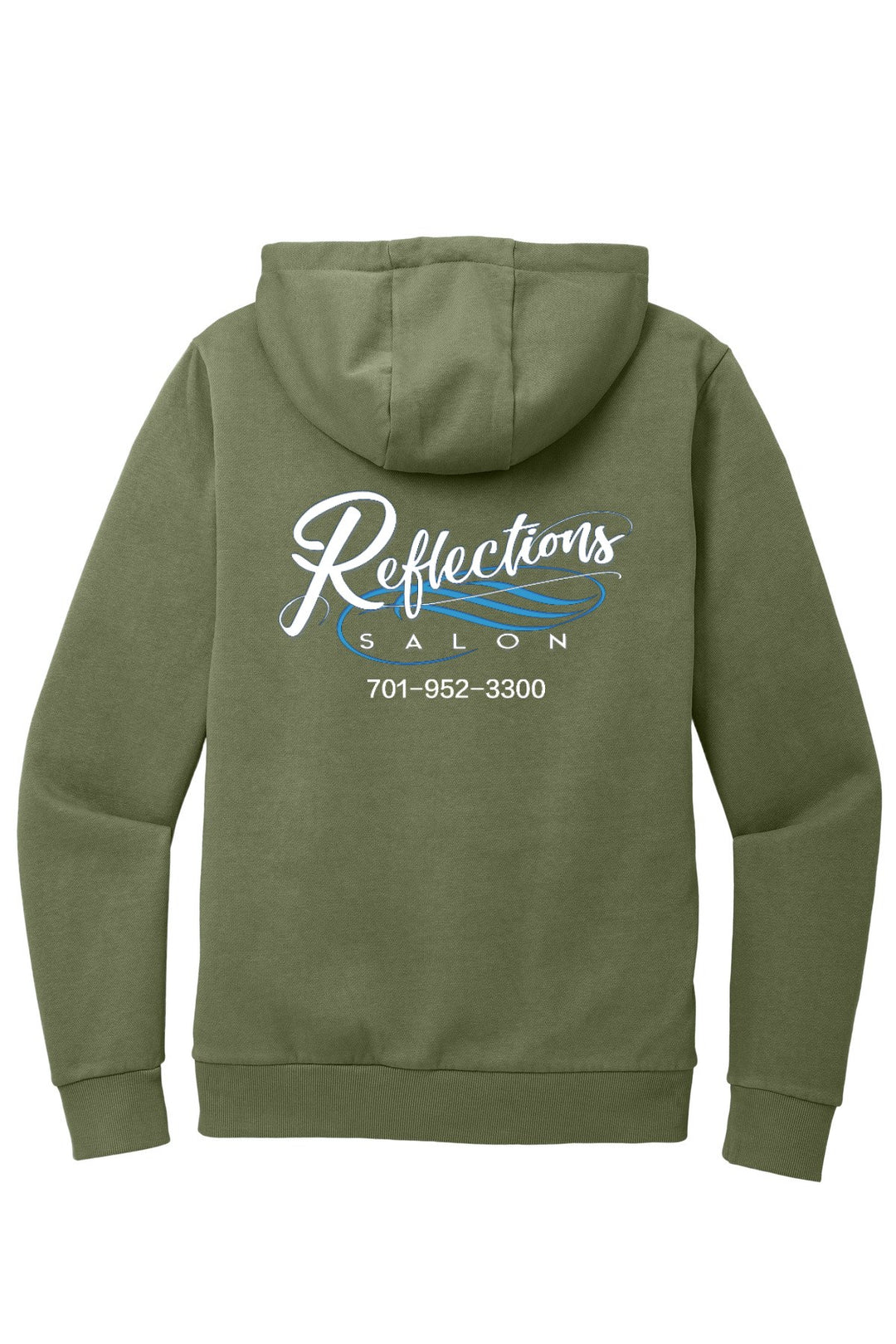 Reflections District Wash Fleece Hoodie DT2200 — Refelctions white + Reflections white back with number