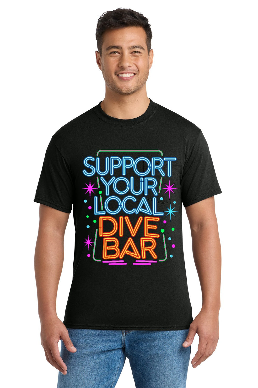 Port &amp; Company - Core Blend Pocket Tee. PC55P — Jet Black