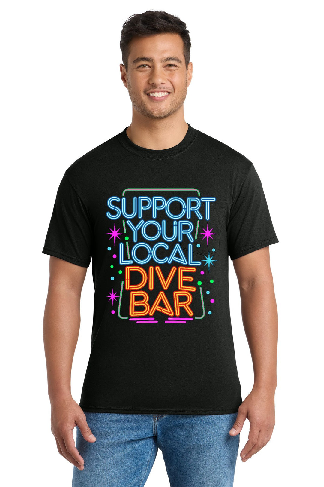Port &amp; Company - Core Blend Pocket Tee. PC55P — Jet Black