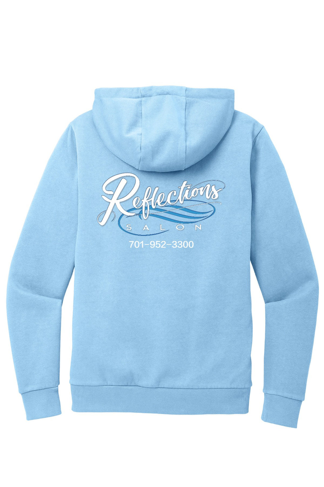 Reflections District Wash Fleece Hoodie DT2200 — Reflections white back with number — Heritage Blue