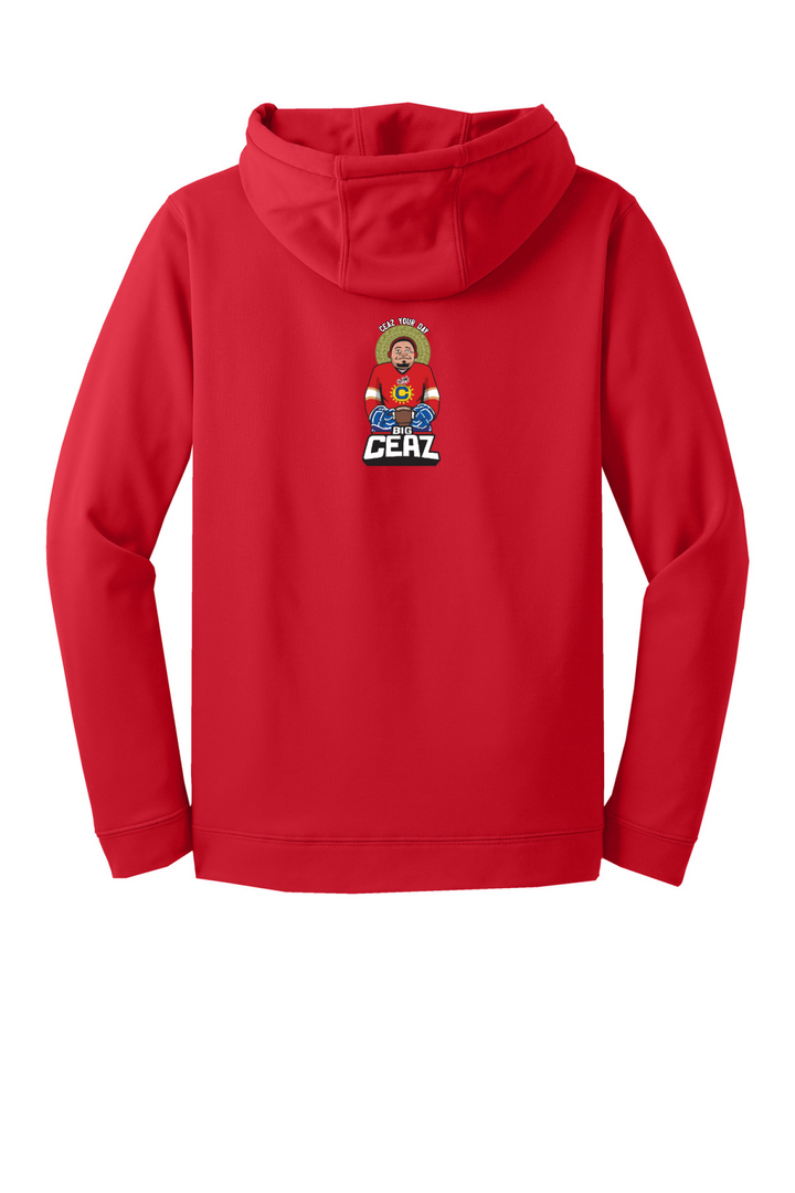Bizzy Boooy! Red and Navy Sport Wick Fleece Hooded Pullover. F244