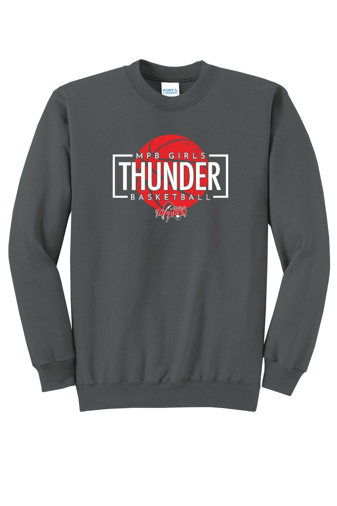 Girls BBall Thunder Crewneck — ThunderBracket2 - Charcoal (flat)