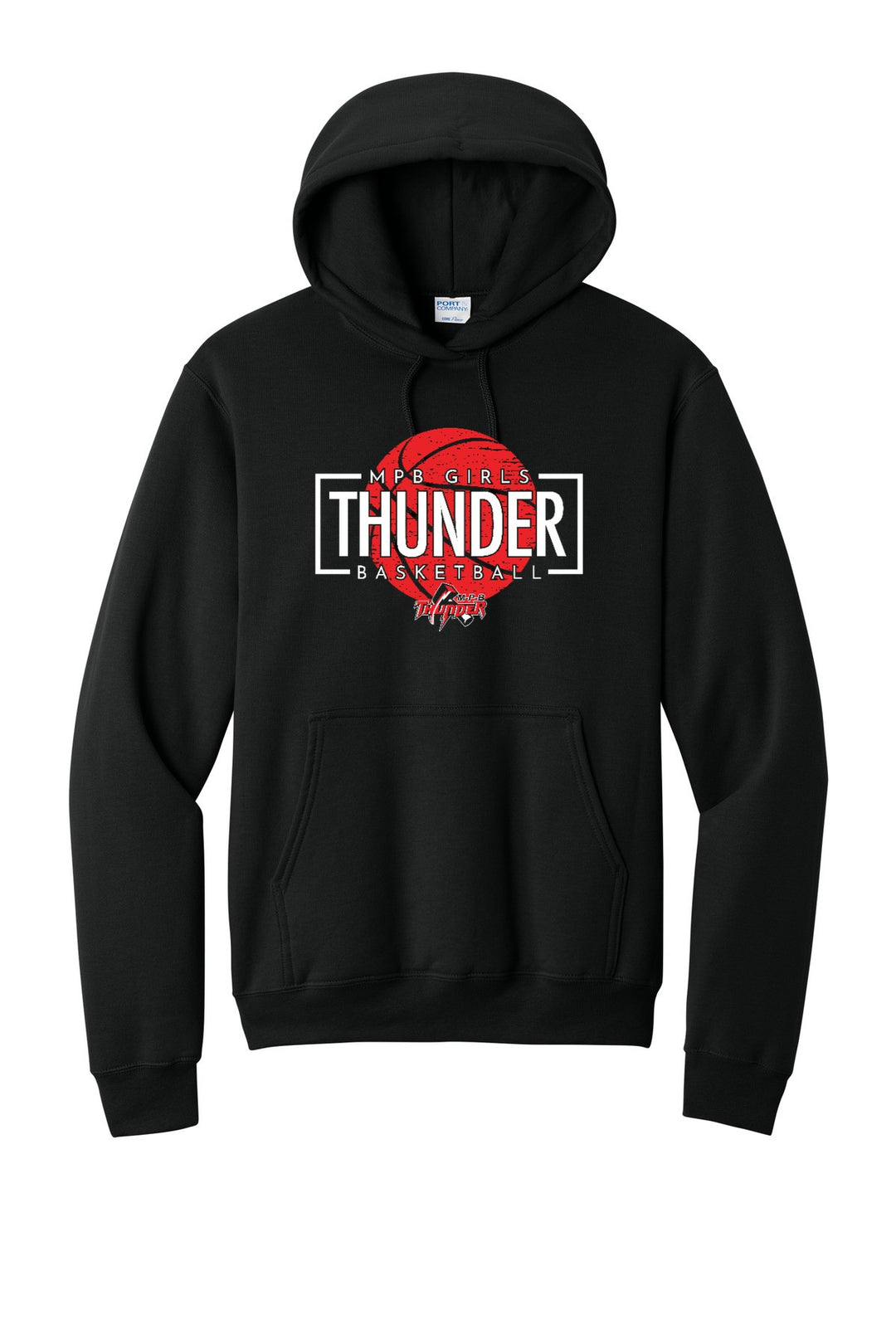 Girls BBall Thunder Hoodie — ThunderBracket2 - Jet Black (flat)