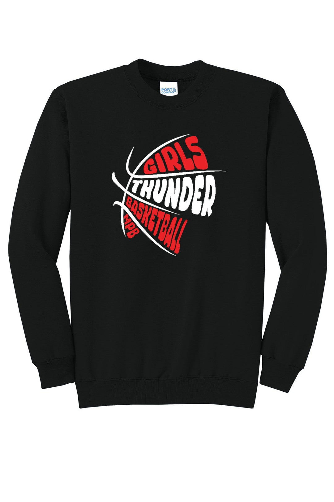 Girls BBall Thunder Crewneck — GirlyBall2 - Jet Black (flat)