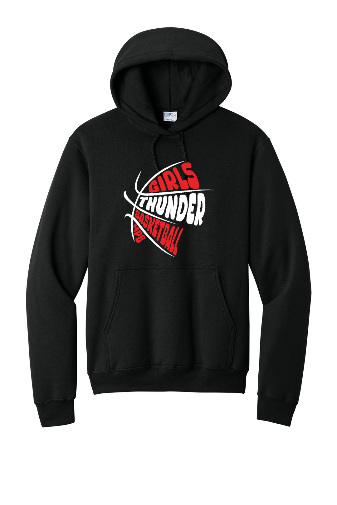 Girls BBall Thunder Hoodie — GirlyBall2 - Jet Black (flat)