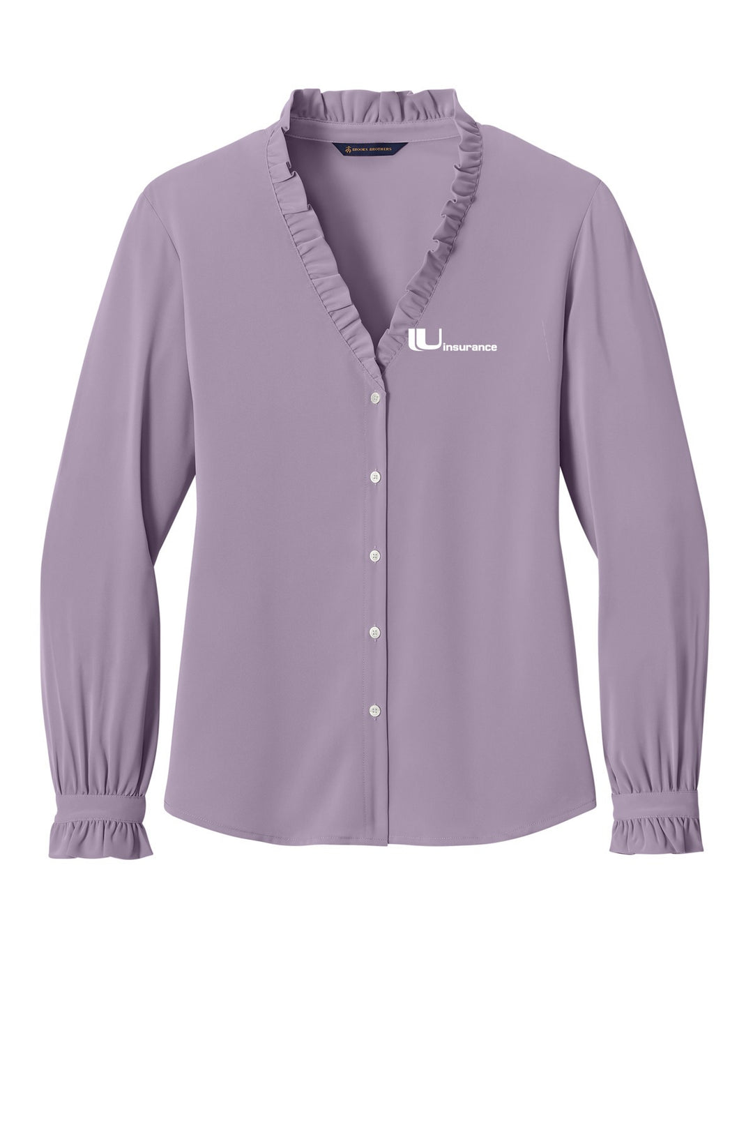 Uinsurance Brooks Brothers Women's Long Sleeve Ruffle Collar Blouse BB18011 - Purple Ash (flat)
