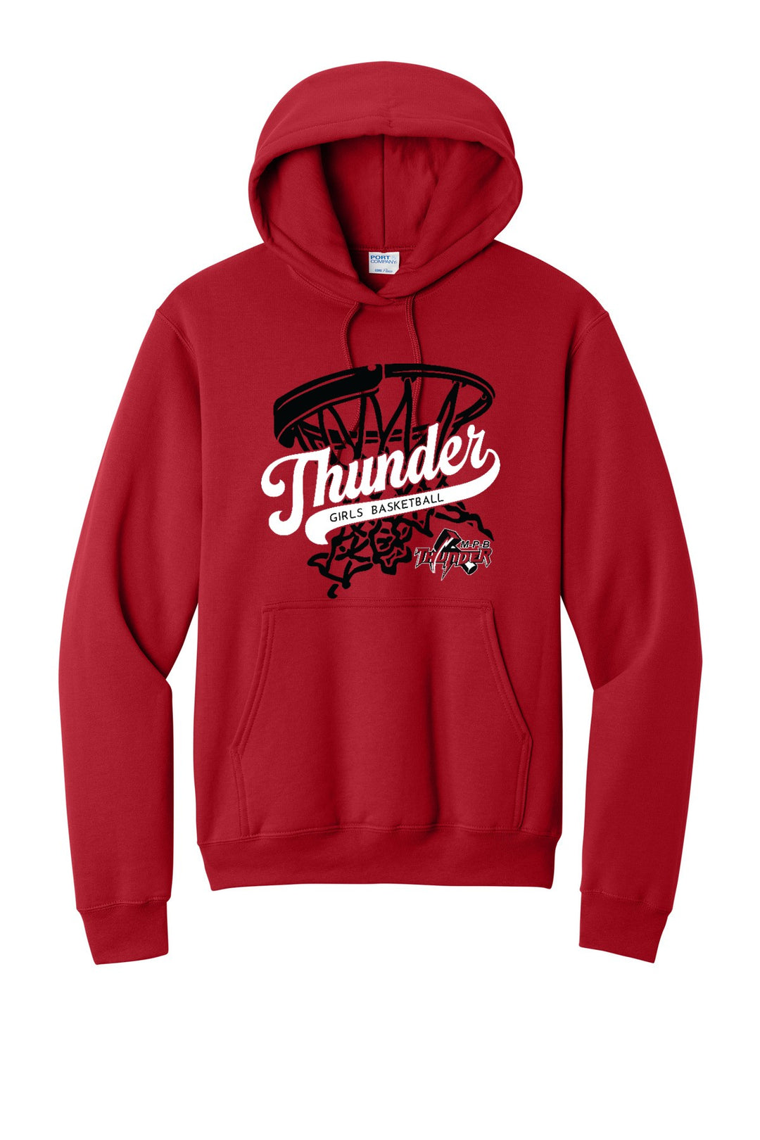 Girls BBall Thunder Hoodie — ThunderNet2 - Red (flat)