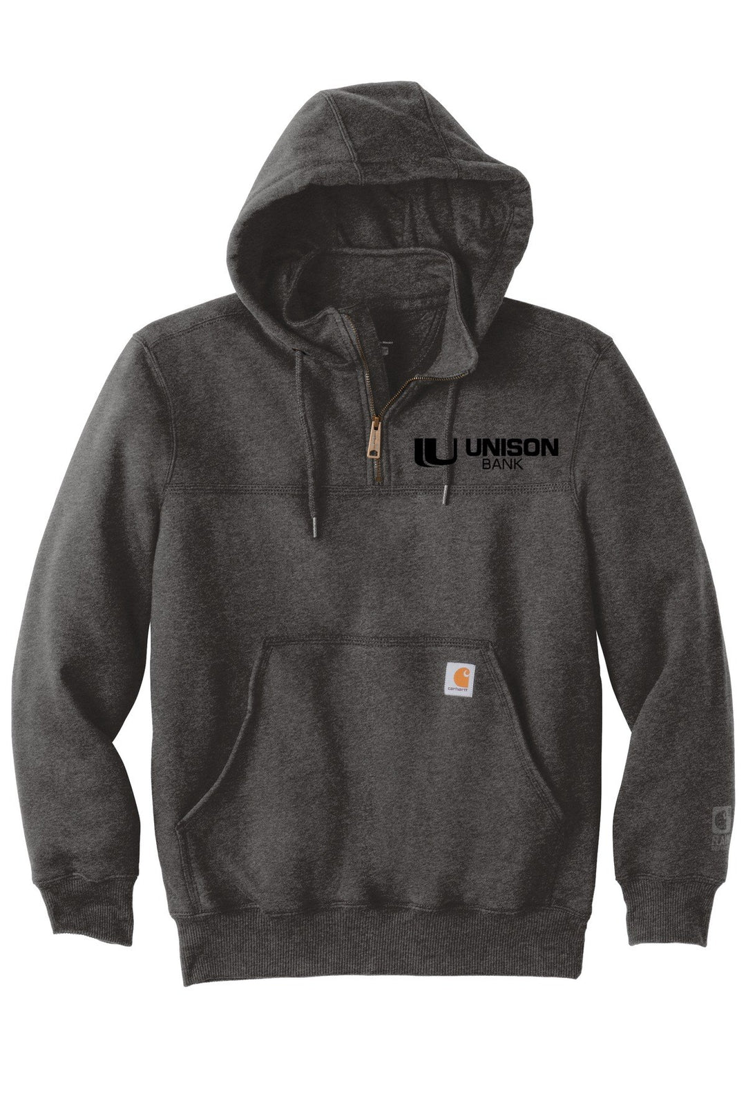 Unison EMBROIDERED Carhartt Rain Defender Heavyweight Hooded Zip Mock Sweatshirt. CT100617