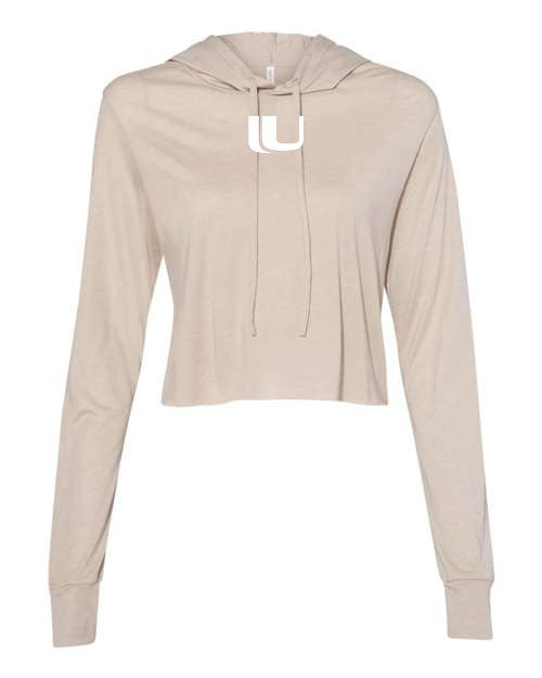 Unison Women’s Triblend Crop Long Sleeve Hoodie Tee 8512