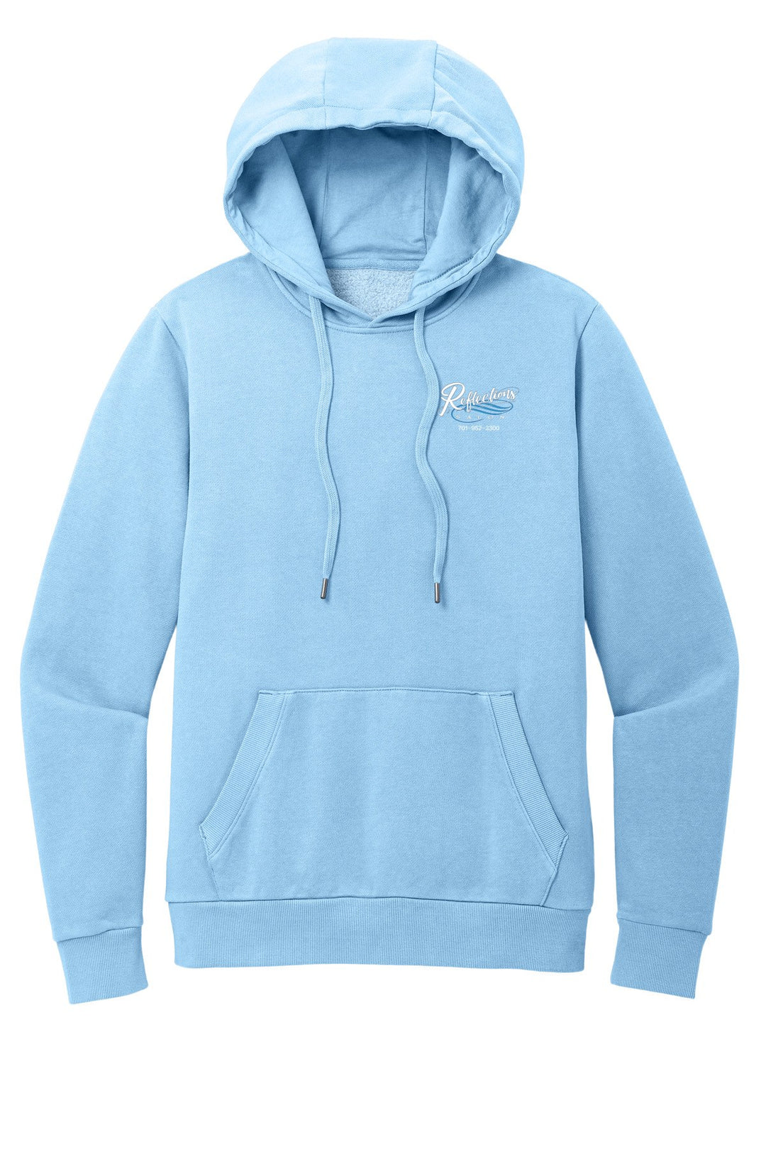 Reflections District Wash Fleece Hoodie DT2200 — Reflections white back with number — Heritage Blue