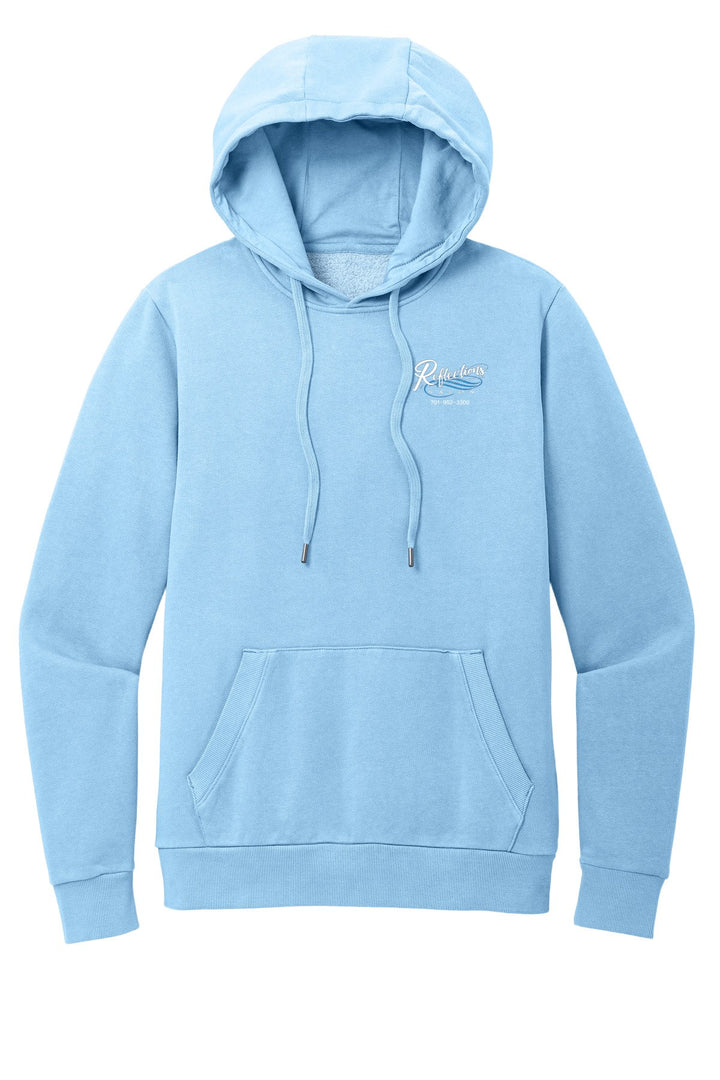 Reflections District Wash Fleece Hoodie DT2200 — Reflections white back with number — Heritage Blue