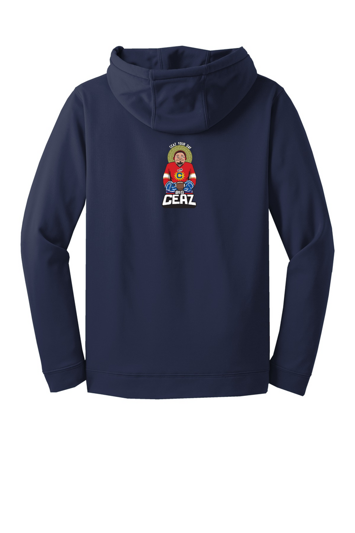 Bizzy Boooy! Red and Navy Sport Wick Fleece Hooded Pullover. F244