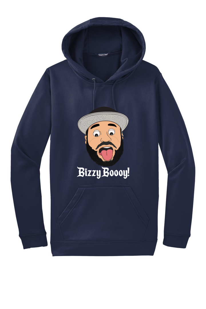 Bizzy Boooy! Red and Navy Sport Wick Fleece Hooded Pullover. F244
