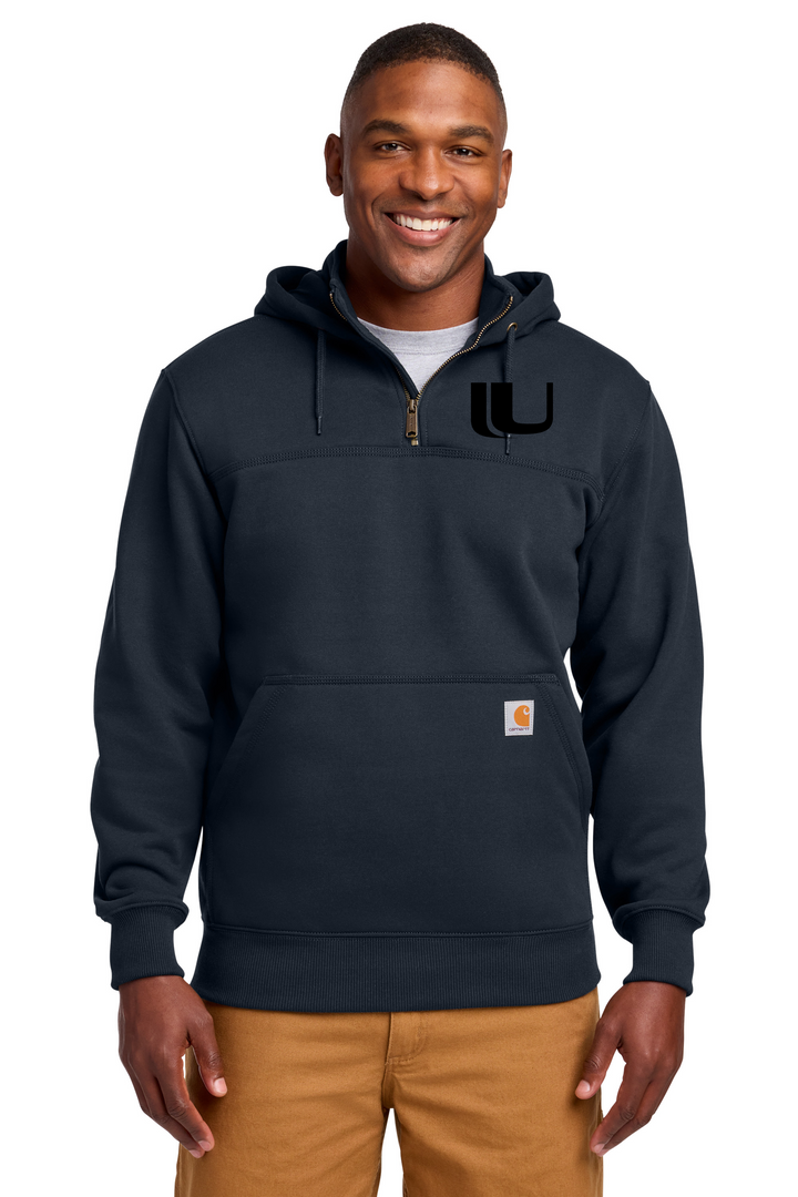 Unison EMBROIDERED Carhartt Rain Defender Heavyweight Hooded Zip Mock Sweatshirt. CT100617
